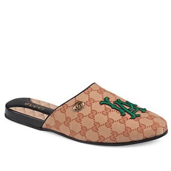 Gucci Original men’s GG supreme patch logo Slipper mules LA Angels™ Patch NWB - Picture 2 of 11